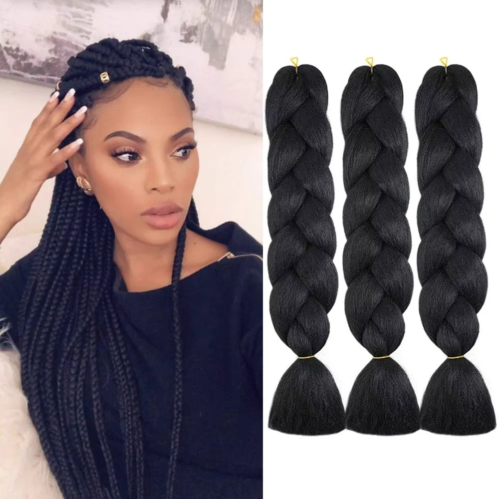 24-Zoll-synthetische Jumbo-Zöpfe, Kanekalon-Flechthaar, buntes Twist-Haar, Flechten, Afro-Flechthaarverlängerungen für Kinder – Detail 1