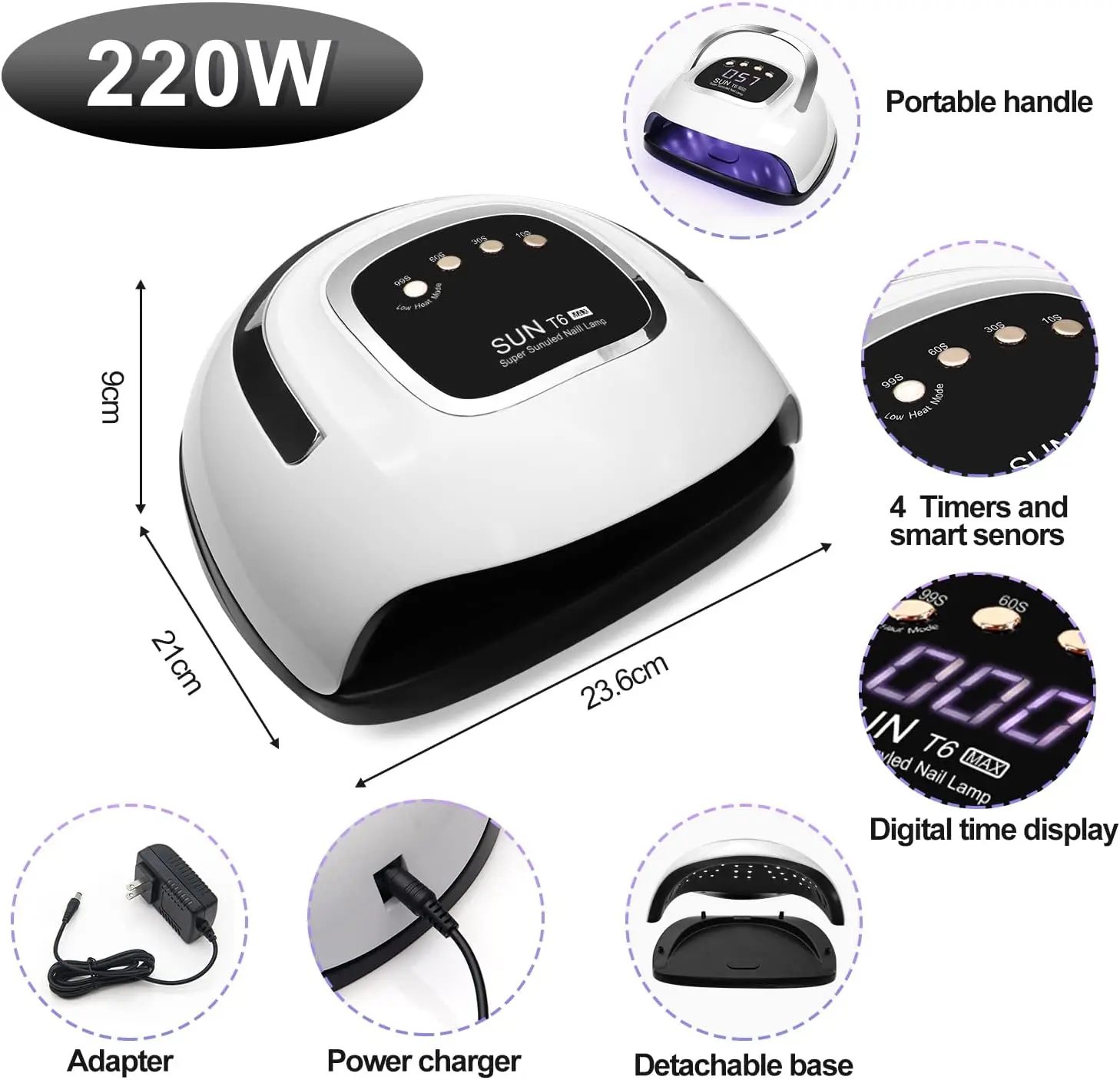 220W UV LED Nail Lamp for Nails Fast Curing Dryer Light Automatic Sensor UV Drying Lamp Gel Polish Professional Art Tools 5