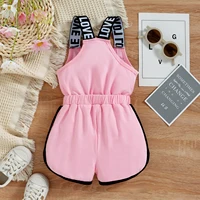 Toddler Kids Baby Girls Summer Romper, Sleeveless Crew Neck Letter Print Short Jumpsuit Elastic Waist Clothes 9M-4T 3
