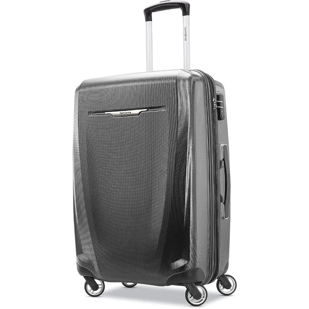 

Hardside Expandable Luggage with Spinners, Checked-Medium 25-Inch, Graphite Grey