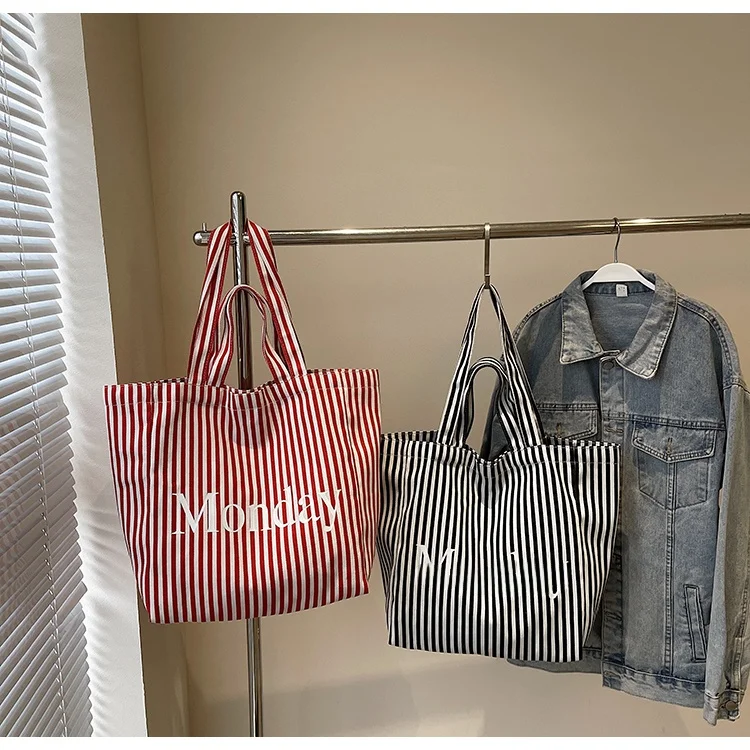 Summer 2025 New Red Canvas Tote Bag Women's Large Capaci