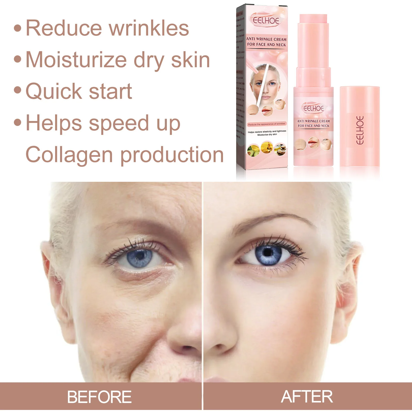 Cremă anti-îmbătrânire cu colagen, cremă facială pentru fermitate, îndepărtarea ridurilor, stick pentru gât, deschide linia fină, hrănește, hidratează, îngrijirea pielii feminine_voghion.com