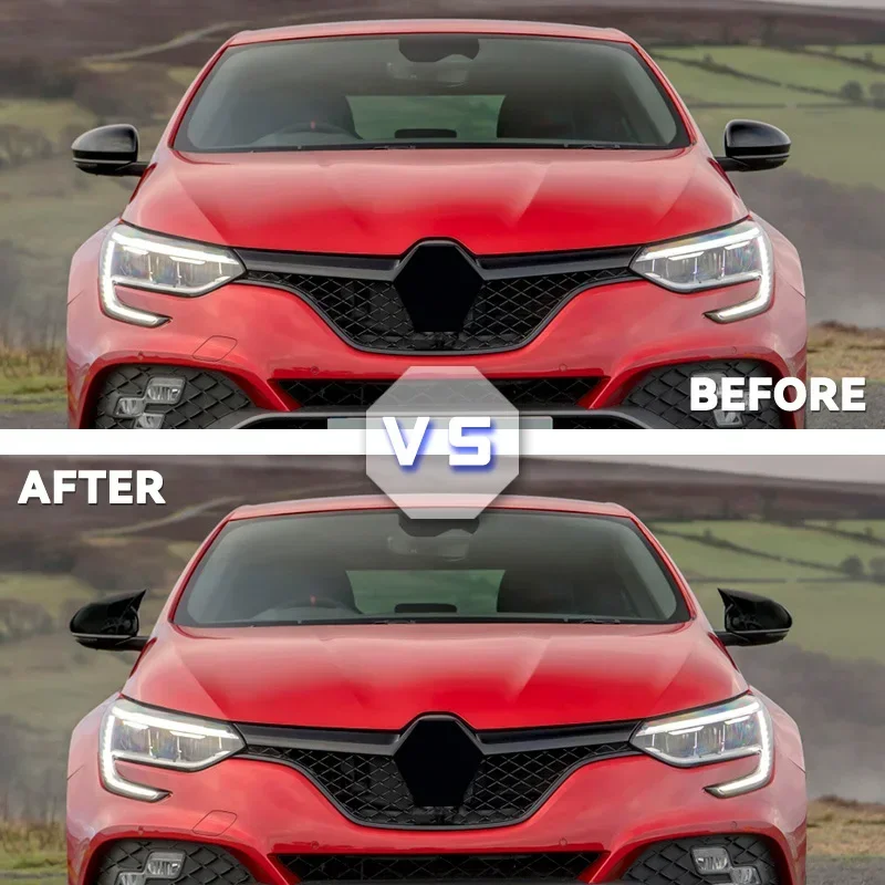 Glossy Black Bat Style Rearview Mirror Covers - 2-Piece Exterior Set