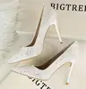 M dress Shoes Glitter Rhinestones Women Pumps Crystal Bowknot Satin Sandals Summer Transparent Shoes High Heels Party Prom Desig 6