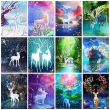 5D Diy Diamond Painting Magic Dreamy Deer Forest Scenery Diamond Embroidery Cross Stitch Rhinestones Mosaic Kits Handmade Gift