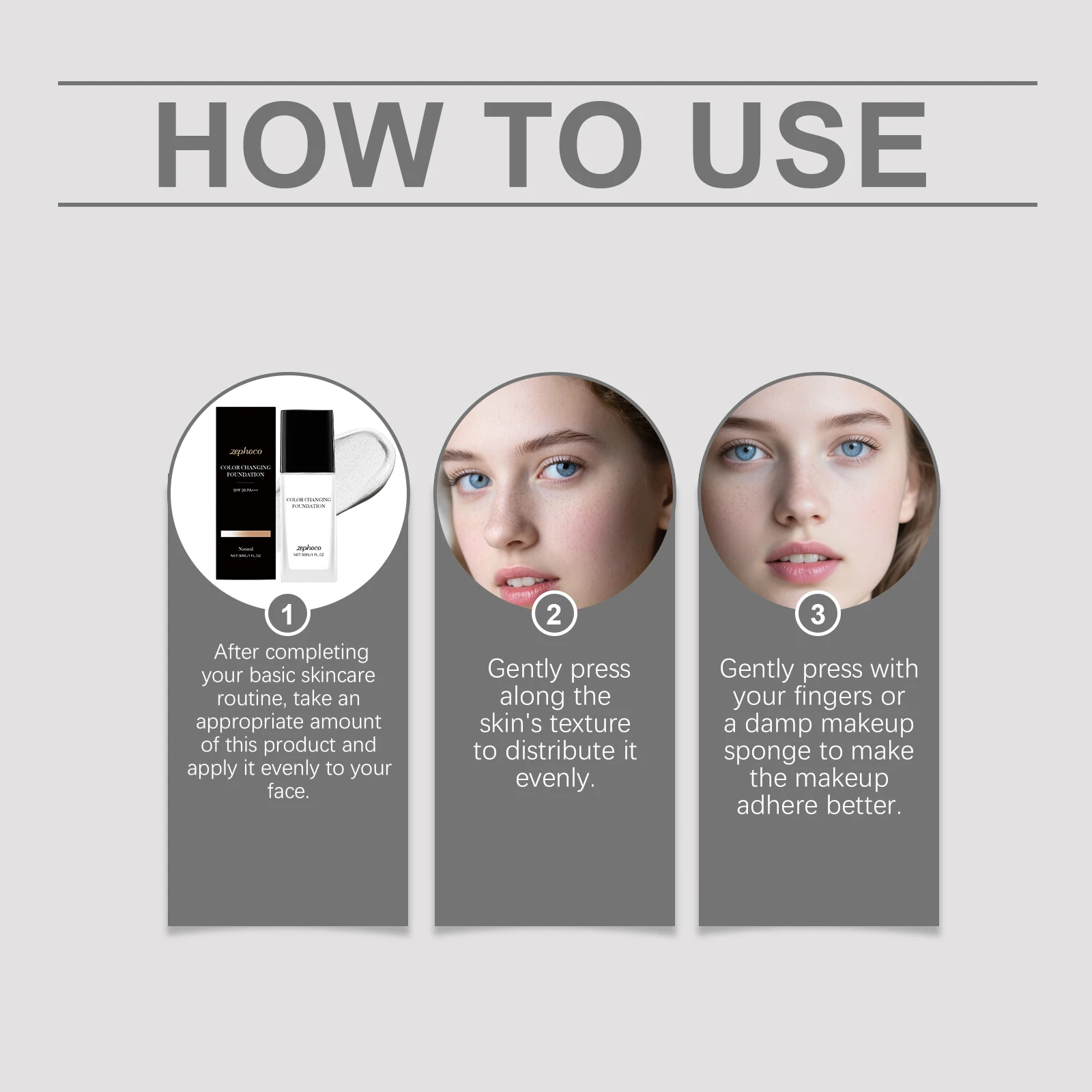 Zephoco Liquid Foundation Flawless Finish High Coverage Base Makeup_voghion.com