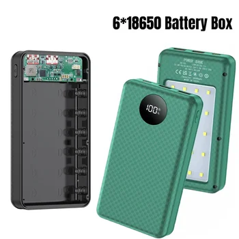 Power Bank 18650: Custodia per Batterie 18650 da 10W, Kit da 6*18650 per Riparazione e Conservazione Desktop e da Viaggio