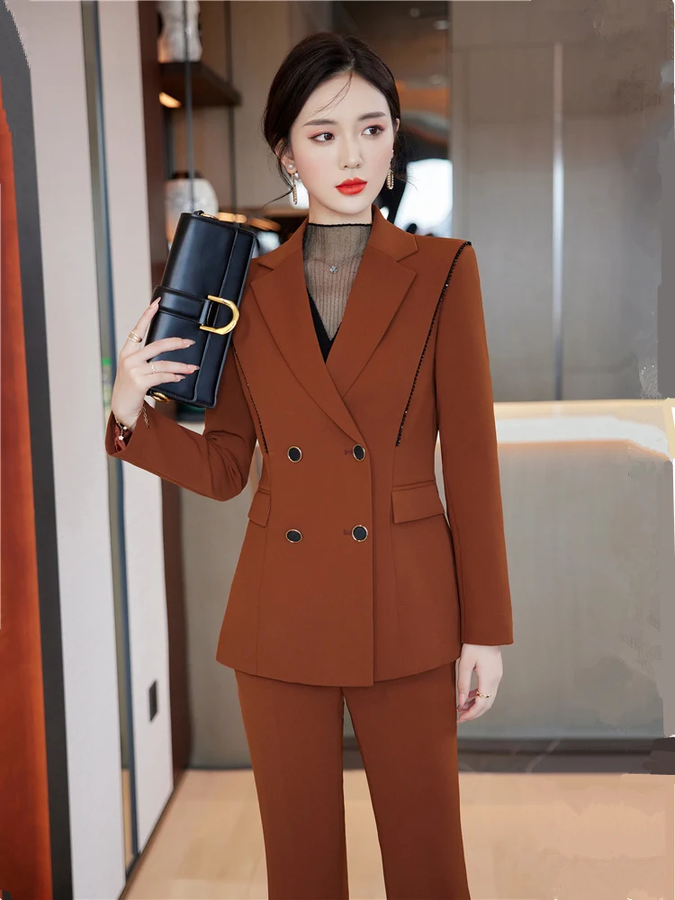 H Han Queen Korean Autumn Winter 3 Pieces Set Women Contrast