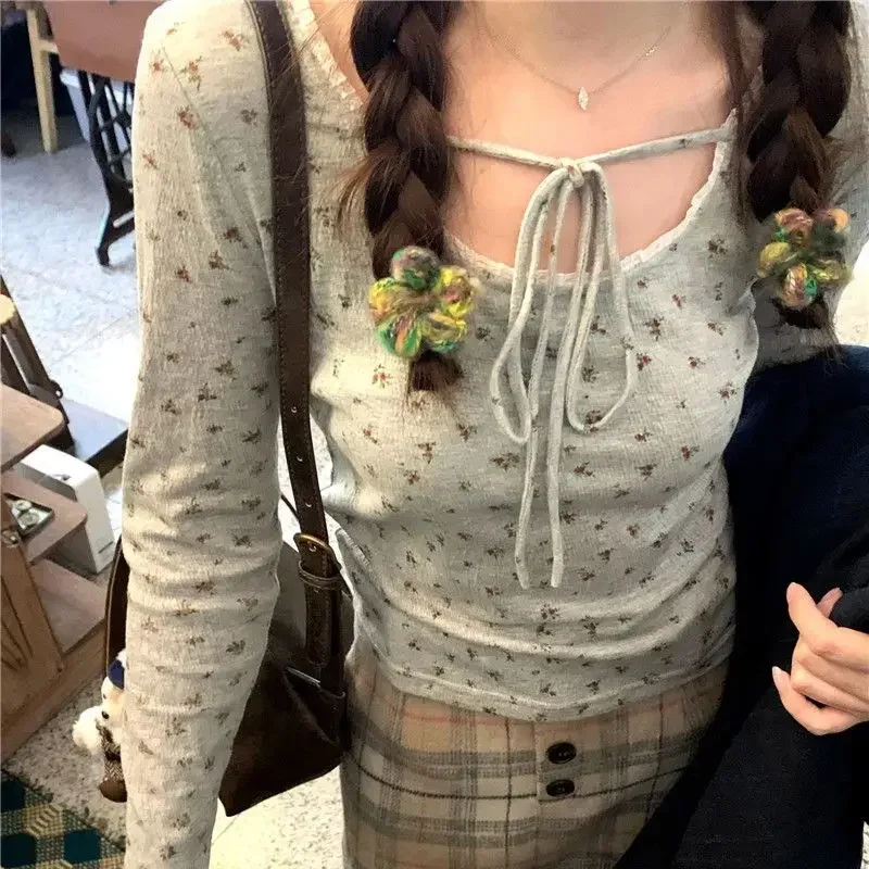 T-shirts Women Slim Sweet College Fashion Korean Spring Soft Leisure Cropped Spliced Designed New Arrival Daily Casual