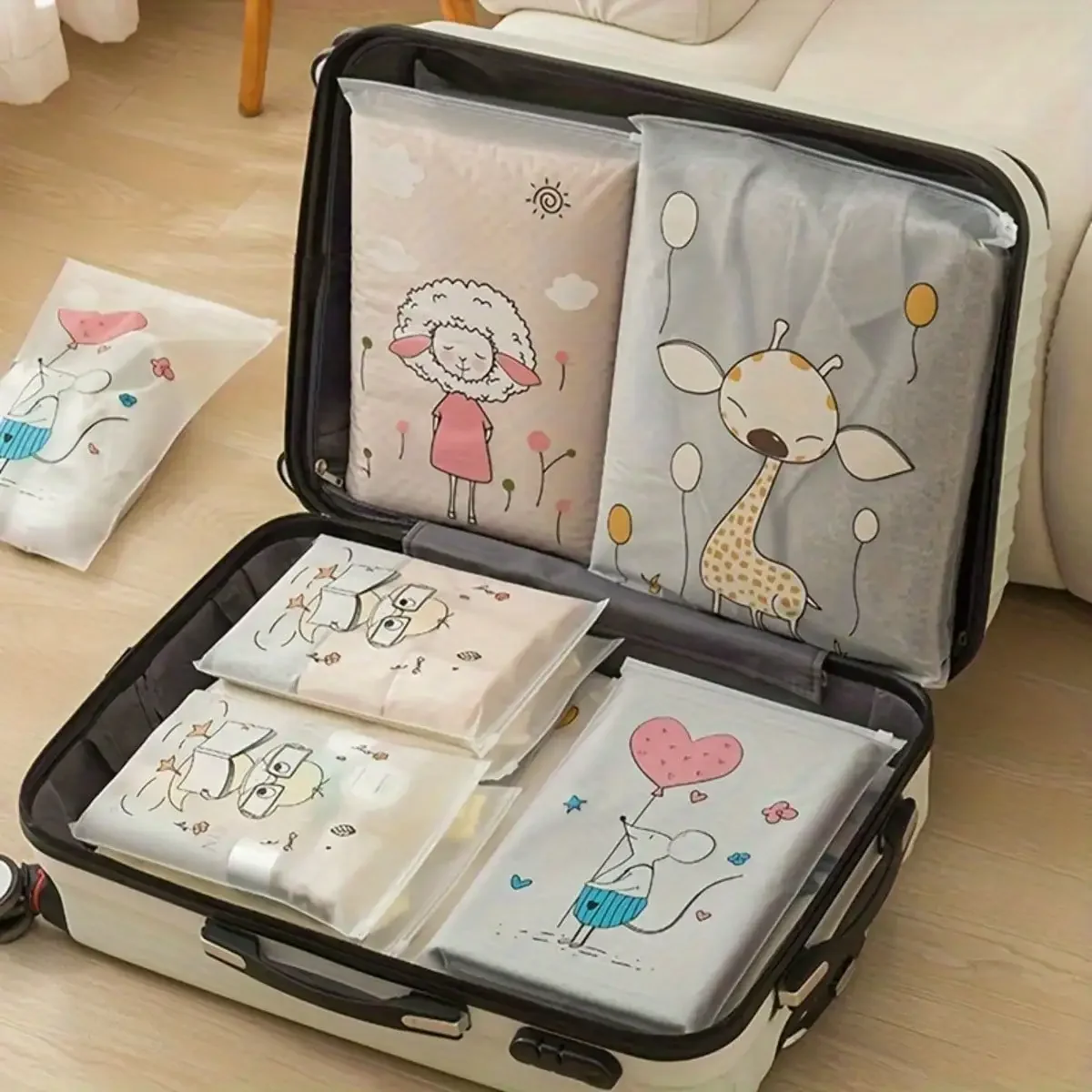 8PCS Travel Seal Bag for Suitcases of Portable Clothes, Socks and Underwear Storage Bag - Rectangle,Zipper Seal,Plastic Material 2