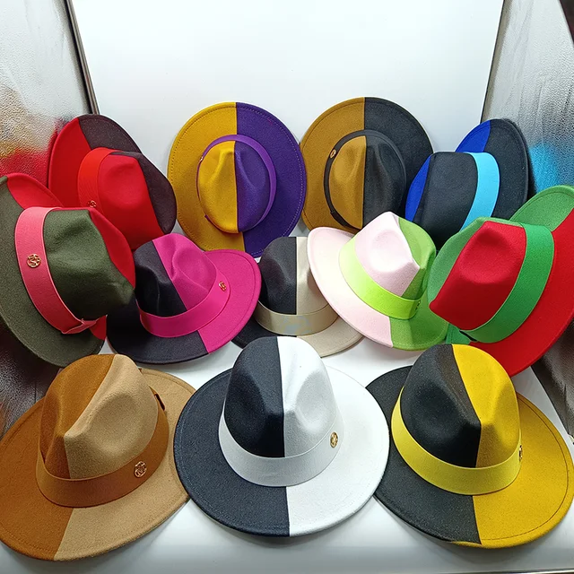 Fedora New 2022 Latest Elastic Ribbon M Logo Two Color Fashion Unisex Jazz Hat Fedora Double Sided Winter Hat кепка мужская 2