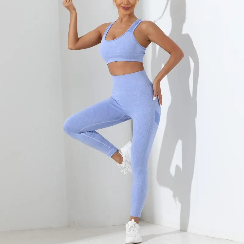 Yoga Basic Set Seamless Sports High Stretch  Tummy Control Leggings - Yoga  2pcs High - Aliexpress