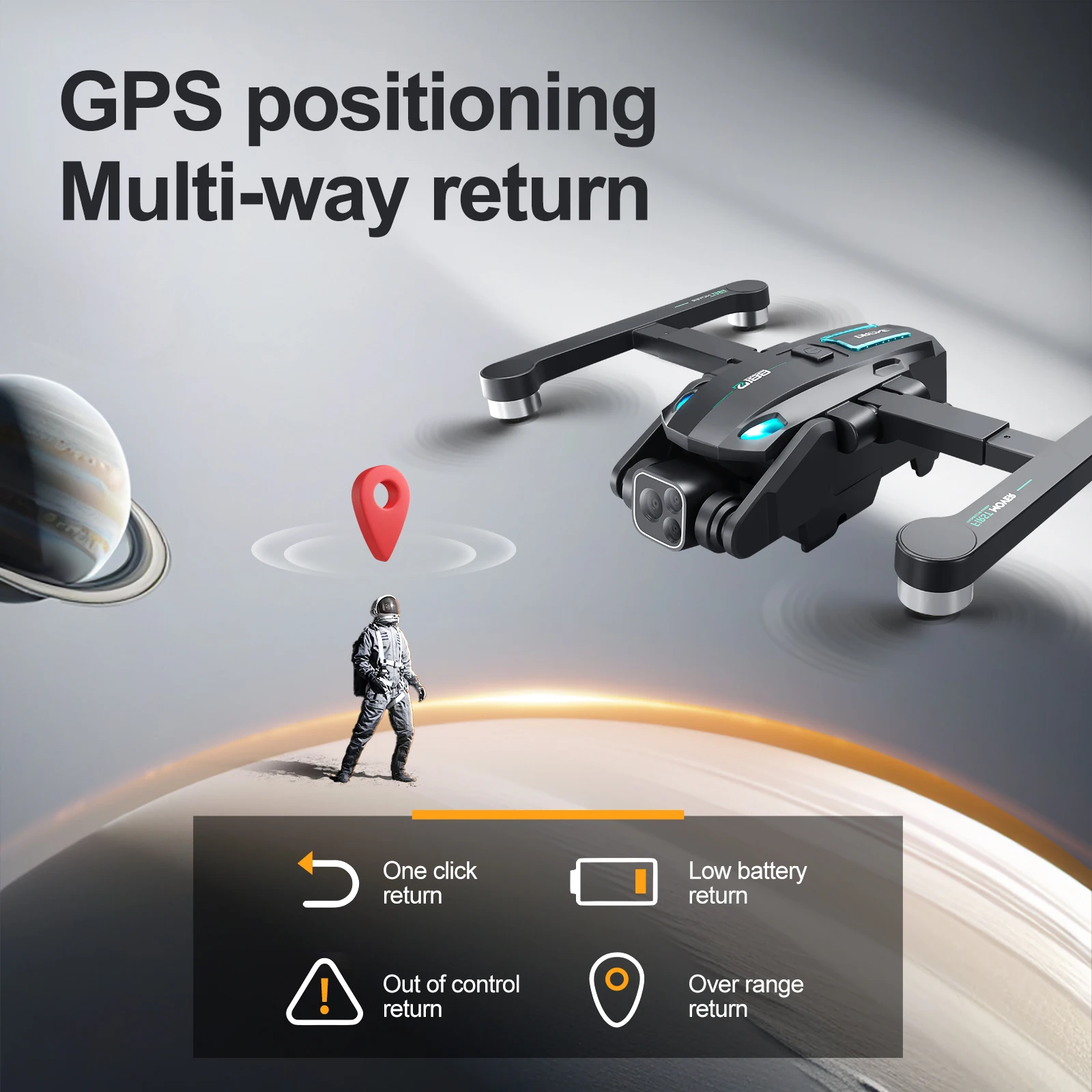 S188 GPS 드론 전문 8K 3 카메라 광각 광학 흐름 현지화, 4 방향 장애물 회피 RC 쿼드콥터 선물