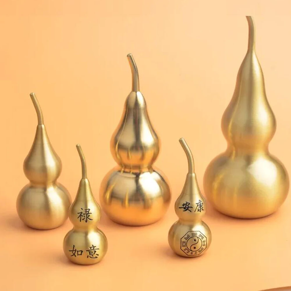 

Hollow Gourd Ornaments, Pointed Mouth Brass Gourd, Household Long Handle Head, Opening and Opening Cover, Decorative Accessories