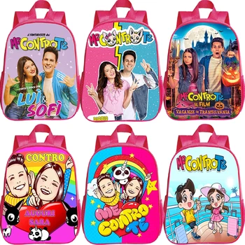 Zaino rosa per bambini Me Contro Te Stampa Borsa per asilo Borse da scuola per ragazze in età prescolare Borsa per libri carina Borse per libri con copertina morbida per bambini