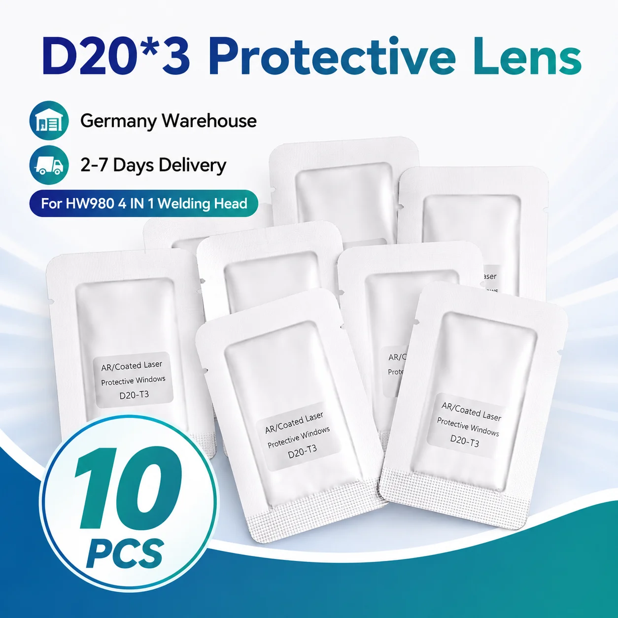 10PCS D20*3 Laser Welding Protect Lens D20X3 Laser Welder Protective Windows Welding Machine Part for HW980 4 IN 1 Welding Head