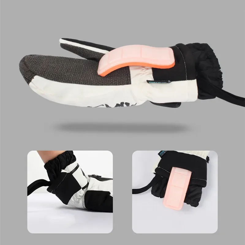 Ski Gloves Inside Wrist Guard Women Men Professional Snow Snowboarding Snow Card Pocket Winter Warm Waterproof Windproof Gloves