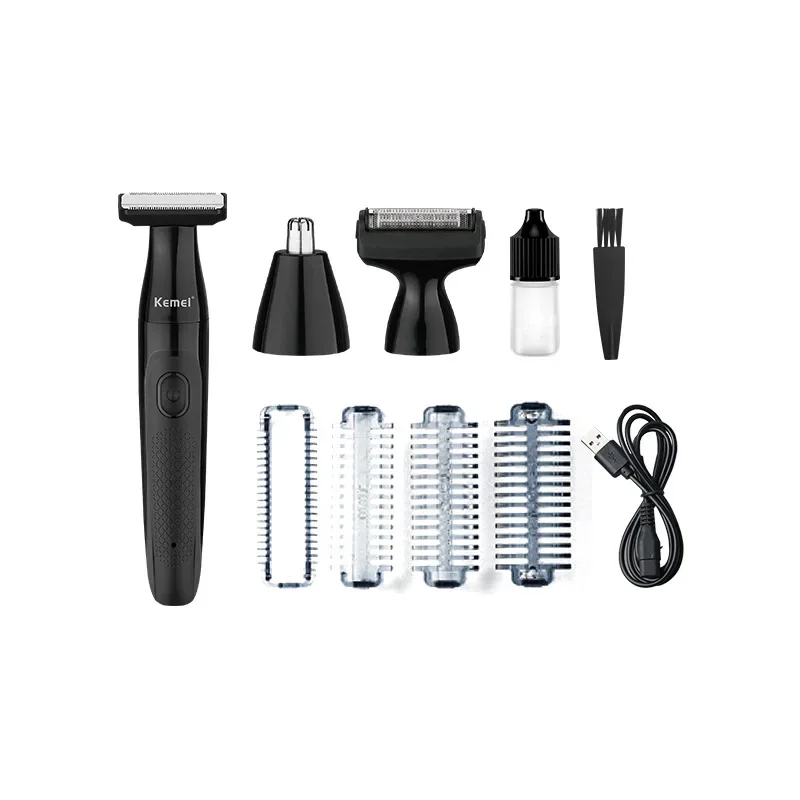 Electric Shaver KM-114 Multifunctional USB Men's Grooming Razor For Trimming Facial Beard And Nose Hair