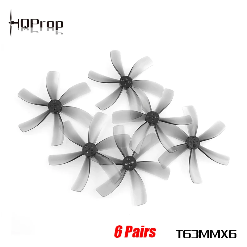 6쌍(6 CW+6 CCW) HQPROP T63MMX6 라이트 그레이 63mm RC FPV 프리스타일 2.5인치 Cinewhoop 덕트 드론용 6블레이드 PC 프로펠러