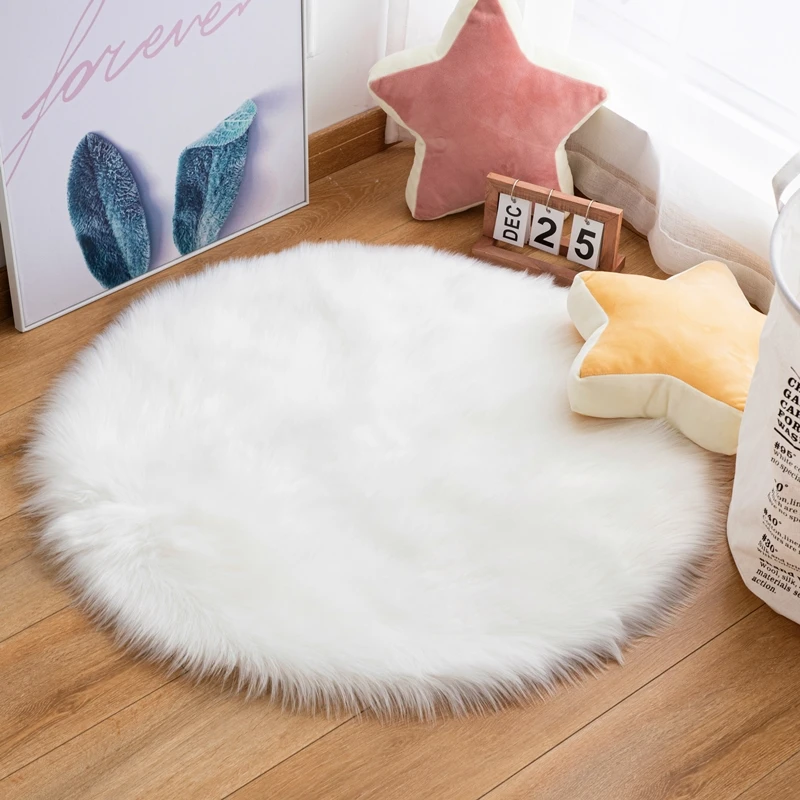 

11828 Bedroom Carpet For Children's Room Cute Girls Floor Soft Mat Living Room Decoration White Fluffy Large Kids Bedside Ru
