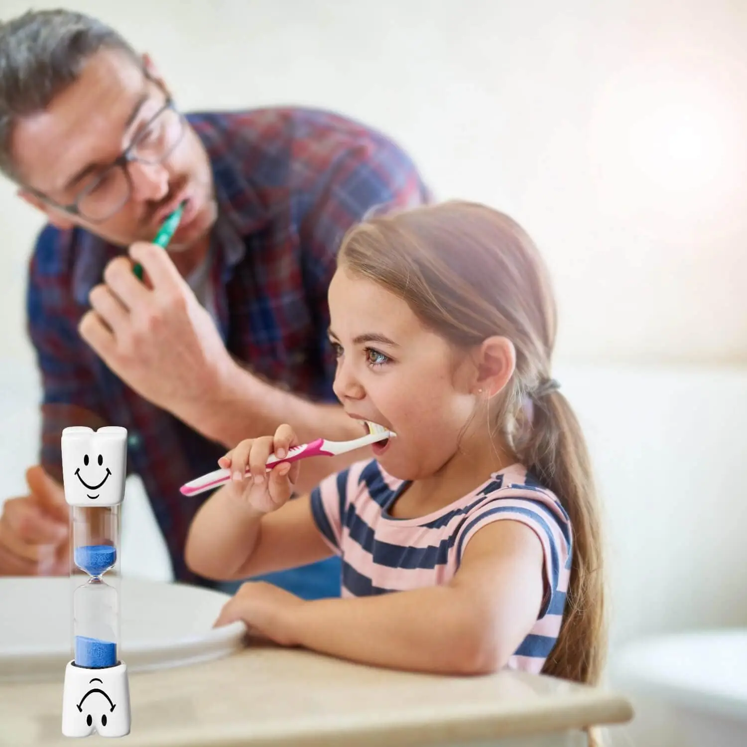 2PCS 2Minute Smiling Face Tooth Brushing Hourglass Creative Sand Clock Toothbrush Timer Desktop Ornament For Children Kids sand timer