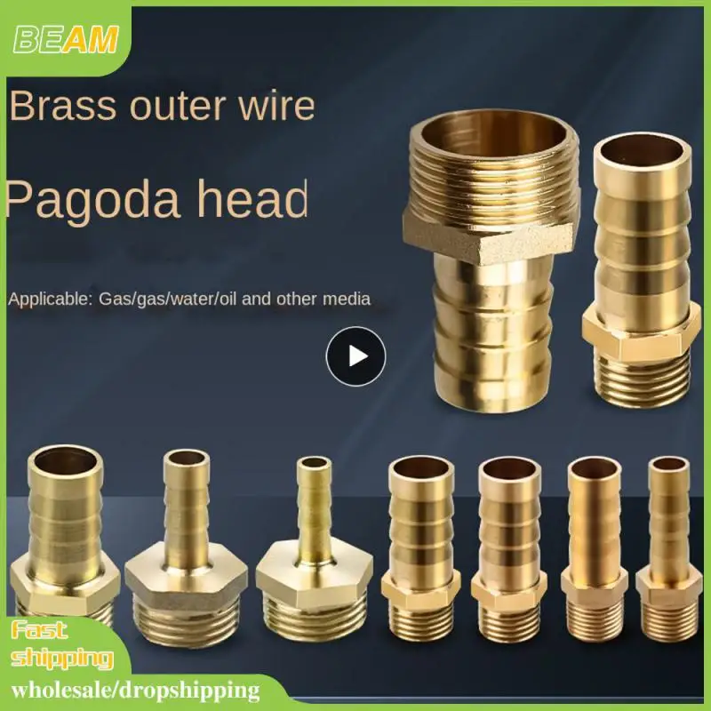 

1PCS Pagoda Brass Pipe Fitting 6/8/10/12/14/16mm Hose Barb Tail 1/8" 1/4" 3/8" 1/2" BSP Male Connector Joint Copper Coupler