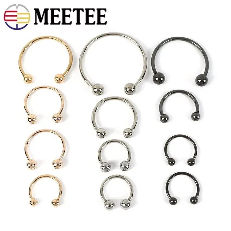 U-shaped Metal Rings Buckle Double-headed Screw Loop Clasp 2/5/10Pcs Meetee 15-60mm for Swimwear Bikini Decor Hat Hook