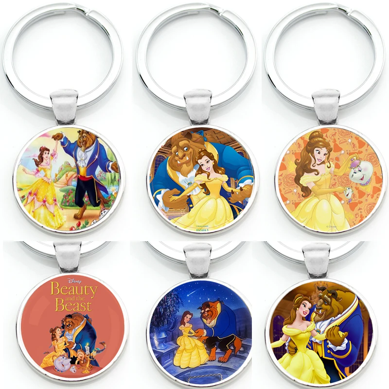 Portachiavi Mentale Portachiavi Cartoon - Beauty And The Beast - Belle Rose Quote Taccuino Figura Art Print Dipinti Ciondolo Portachiavi