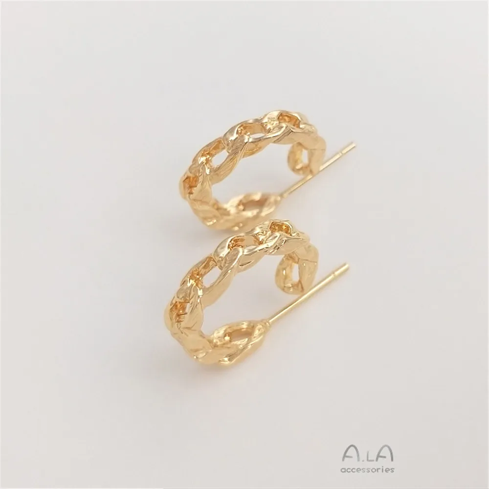 

S925 Silver Pin Earrings 14K Package Gold Twist Chain Earrings Ring Handmade Earrings Diy Fashion Temperament Earrings Jewelry