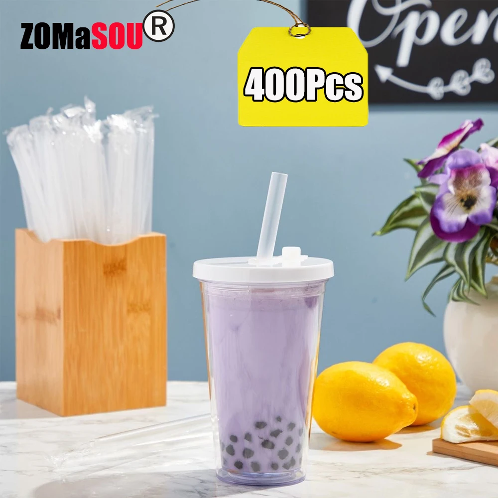 50/200/400Pcs Large Milkshake Straws White Drinking Straws Bubble Tea Straw MilkTea Straws Party Wedding Bar Home Accessories 1