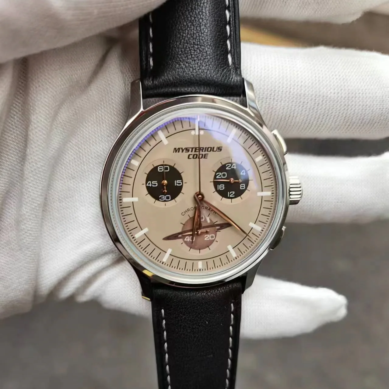 

40mm VK68 Chronograph Panda Men Watch Bubble Glass Beat Quartz waterproof 316L SS Top Brand MysteriousCode Pilot Homage Watch