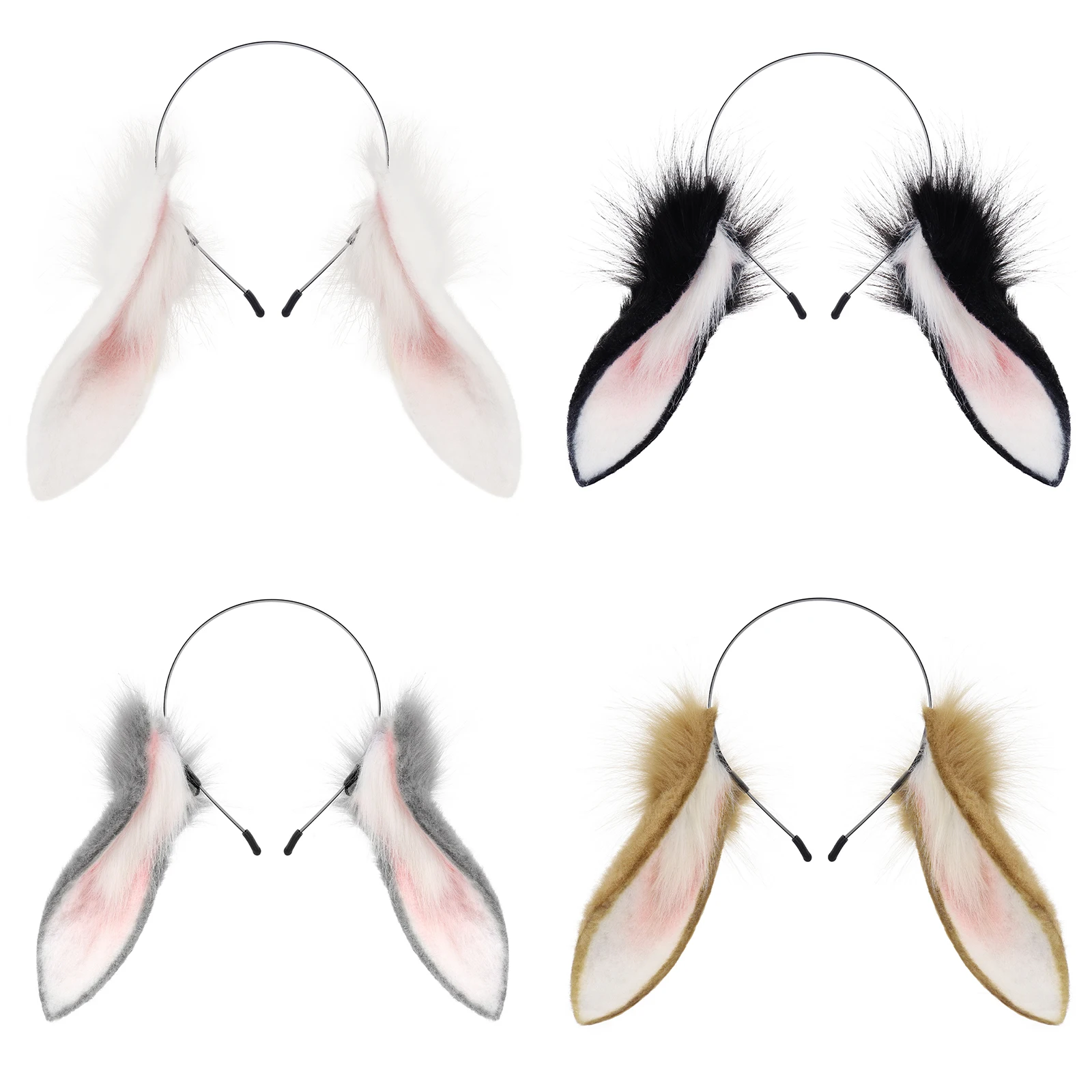 Lot De 2 Bandeaux Oreilles De Lapin En Peluche – Accessoires Déguisement Mignons Pour Fêtes, Carnaval Et Spectacles (Marron Et Gris)
