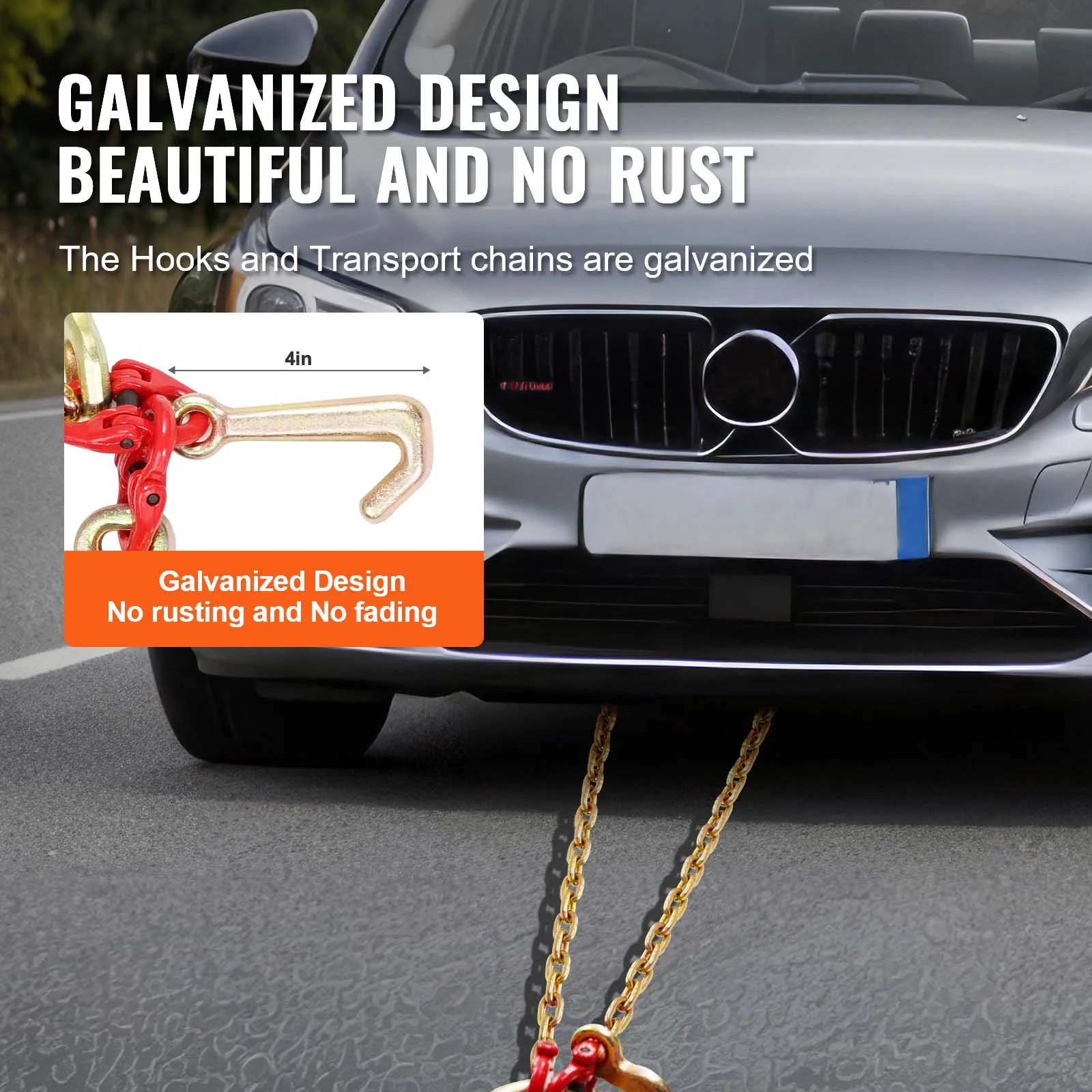 Galvanized Steel Towing Bridle Chain with Hooks for Flatbed Truck Recovery