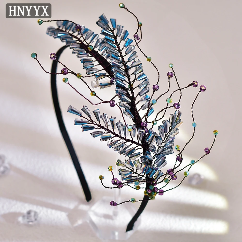 HNYYX Blue Crystal Headbands for Women Elegant Hair Accessories Party Hair Hoop for Girls Shiny Rhinestone Headbands A25
