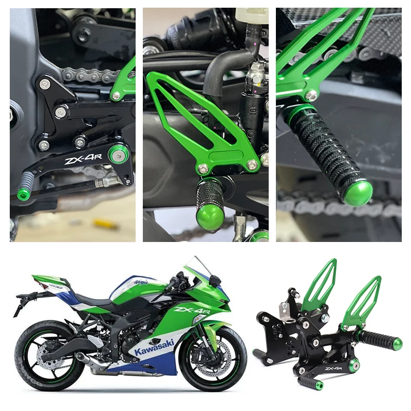 

For NINJA ZX-4R ZX-4RR ZX4R ZX4RR 2023 Motorcycle Adjustable Raise Move Back Footrests Rearset Rear Footpeg Foot Rests