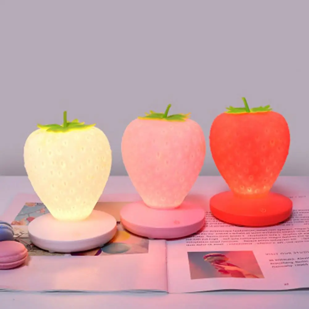 

Led Night Light Strawberry Night Light Dimmable Usb Rechargeable Led Lamp for Bedside or Table Decoration Flicker-free Glow