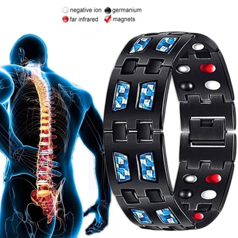 Men Fashion Magnetic Bracelet Men Arthritis Magnet Treatment Pain Relief Carpal Tunnel Joint Metal Double Row Magnet Jewelry