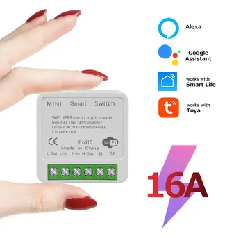 16A Wifi Smart Switch Smart Home Light Switches Module 2-way Control Work with Tuya Smart Life Alexa Alice Google Home Switch 1