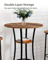 Round Bar Table, 2-Tier High Top & Counter Height Dining Table, for Bistro, Pub, Kitchen, Living Room, Rustic Brown, Customized 6