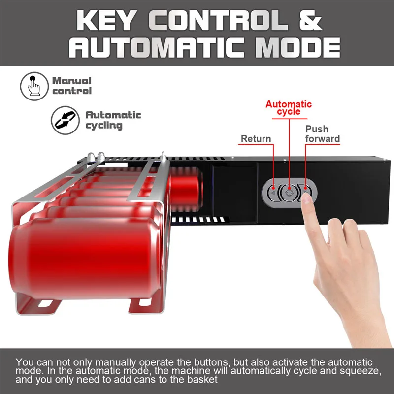 AutomaticCans Crusher Beer Juice Cola Continuous Cans Presser Machine Aluminum Bottles Flattening Tool Machine Home Use 4