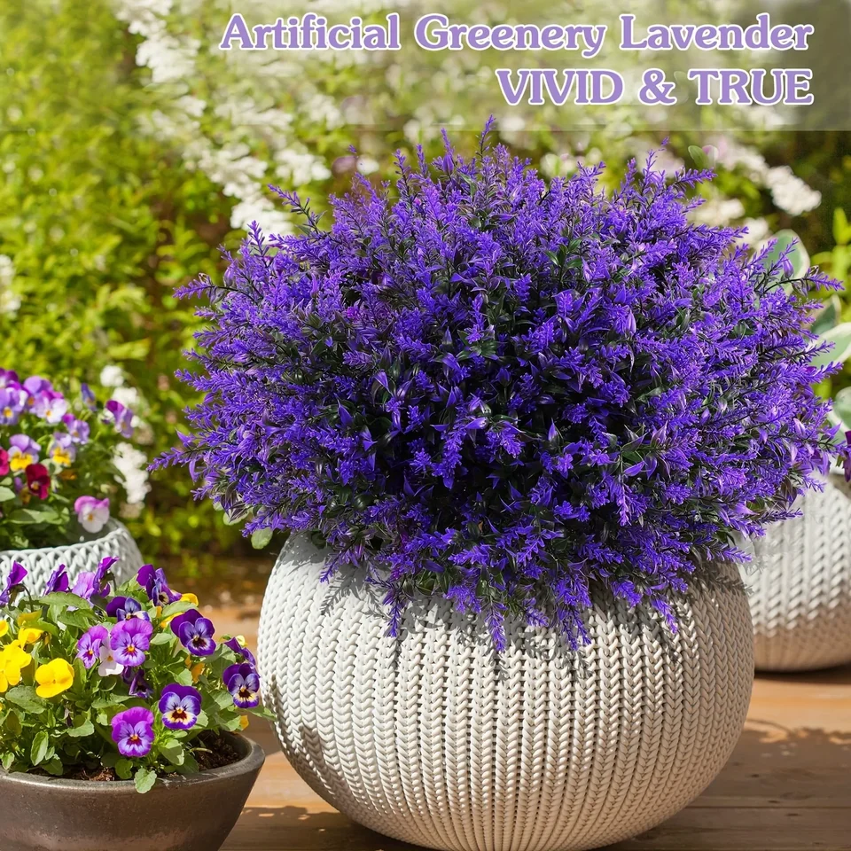 16 Mazzetti Di Fiori Di Lavanda Artificiali UV Resistenti – Piante In Plastica Realistiche Per Decorazione Casa, Giardino, Balcone E Cesti (Colore Viola)