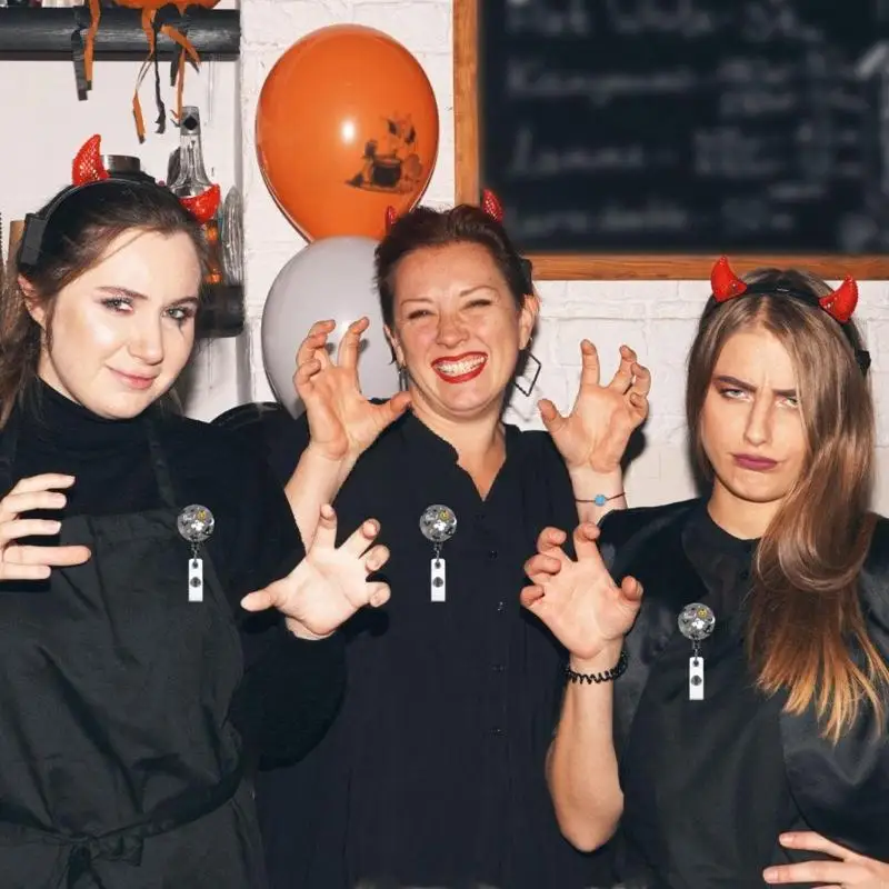 B9HD 호박 배지 끈 끈 스트랩 버스 카드 케이스 할로윈 끈 카드 홀더