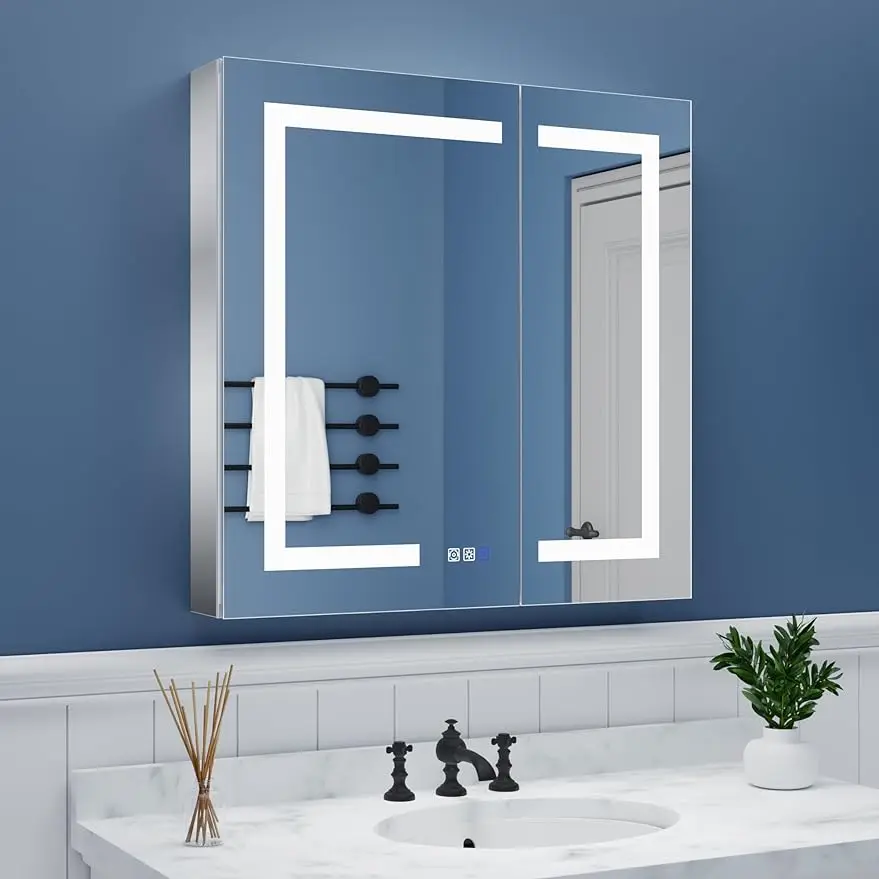 

ExBrite LED Lighted Bathroom Medicine Cabinet with Mirror, 30 x 30 Inch, Recessed or Surface led Medicine Cabinet