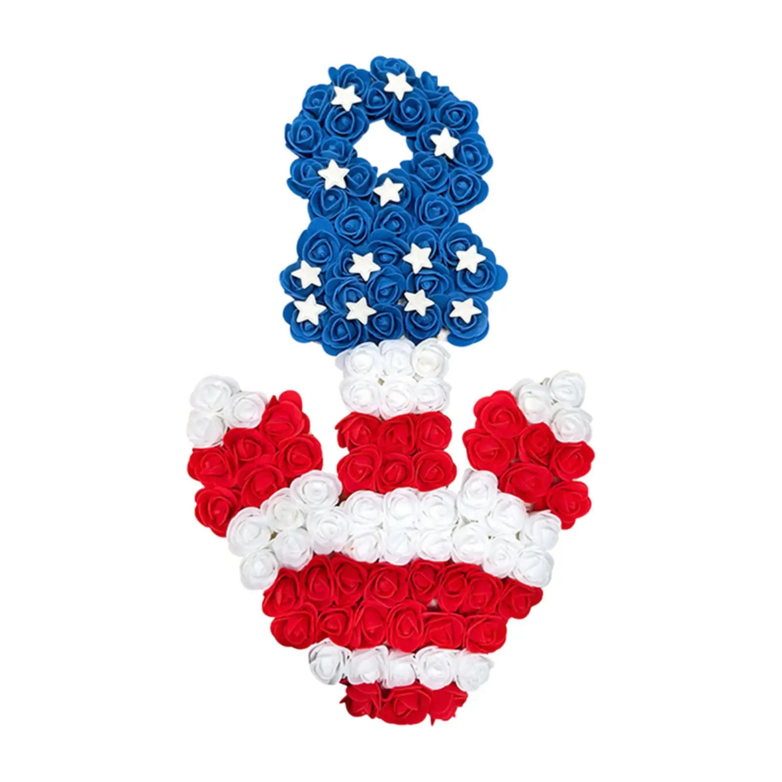 Fourth of July Independence Day Artificial Wreath Patriotic Wreath Red White Blue Fine Craftsmanship 17.7x11inch PU Material