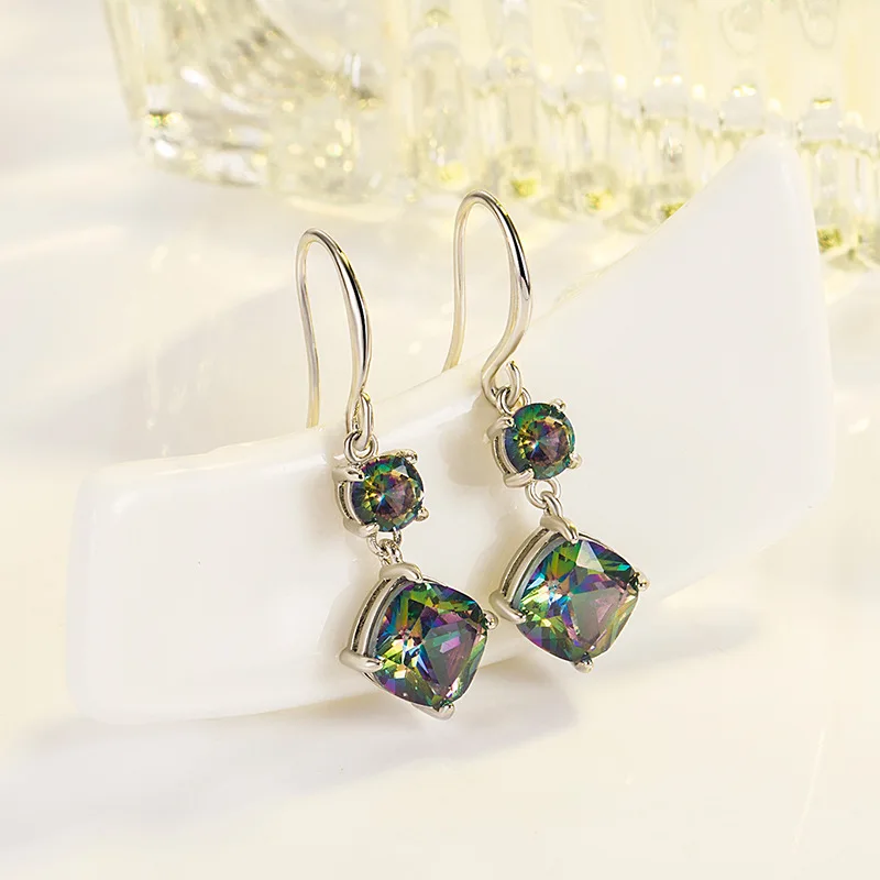 

Genuine s925 Sterling Silver Origin Crystal Drop Earring for Females Aros Mujer Oreja Crystal Gemstone Jewelry Earring Orecchini