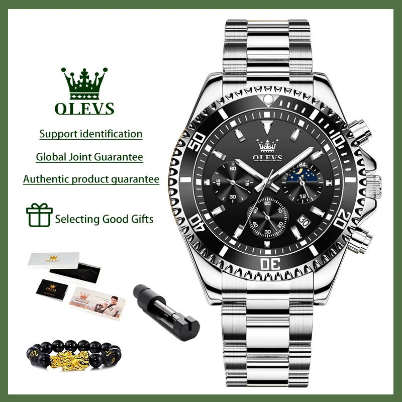 OLEVS 2870 ساعات رجالية مرحلة القمر الصلب التقويم...