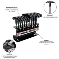 WOZOBUY 10pc Metric Or Inch T-Handle Hex Key Allen Wrench Tool Set Or Star T-Handle Hex Key Set with Convenient Storage Stand 2
