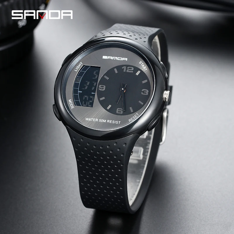 SADNA Fashion Sports Mens Watches Luxury Personality Dual Display Watch For Men Military Clock Luminous Waterproof Reloj Hombre