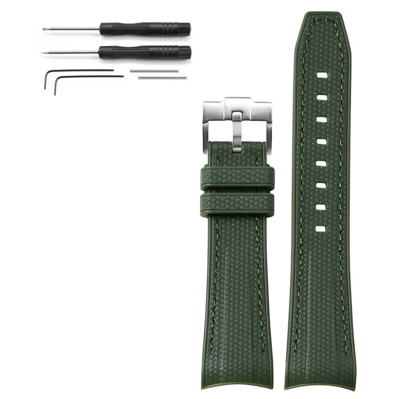 Curved End Silicone Waterproof Watch Band Strap, 22mm