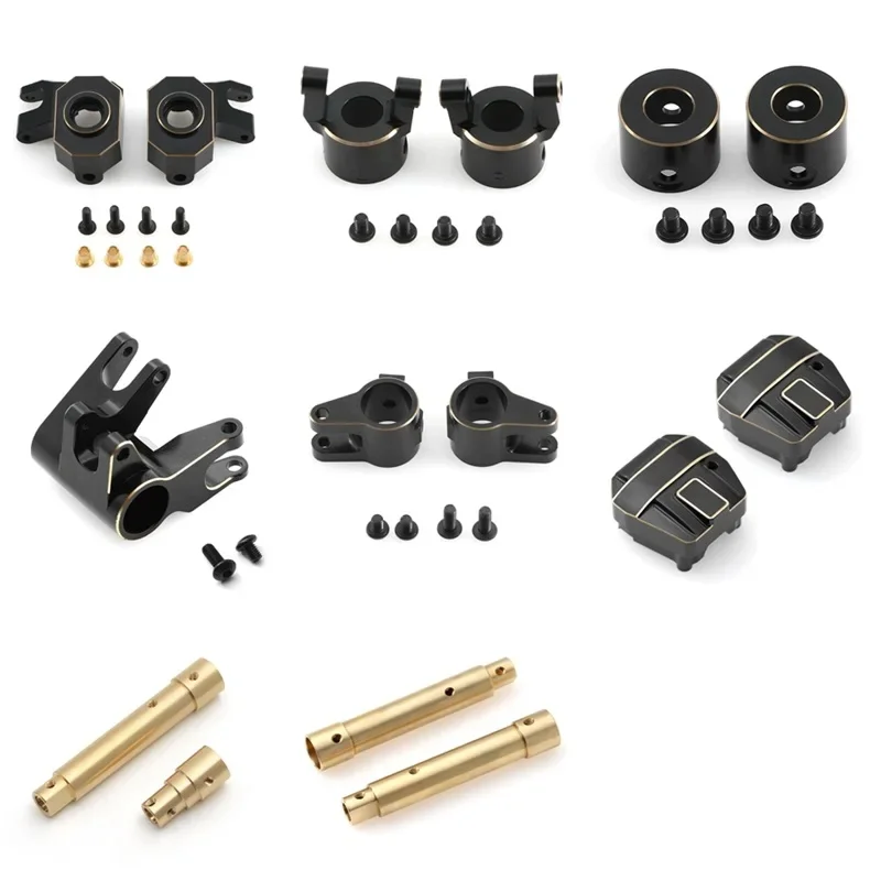 Kkrc Ottone Snodo Dello Sterzo C Hub Carrier Axle Tube Link Mount Diff Cover Per Axial Scx10 Pro 1/10 Rc Crawler Car Upgrade Parts